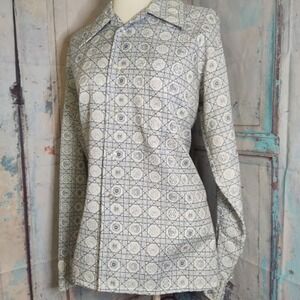 Vintage TMT by Tulane Shirtmakers Tapered Geometric Button Down Long Slv Sz M